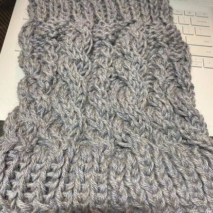 Grey Cabled Cowl